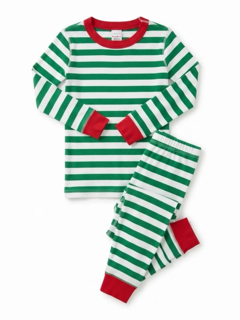 Hanna Andersson Green & White Holiday Stripes Pajama Set | Size 10